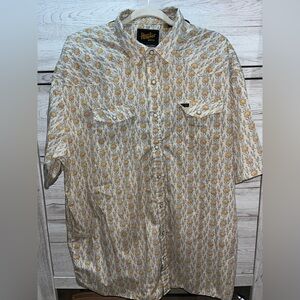 Howler Brothers Cream and Tan Floral Short-Sleeve Button-Up Shirt